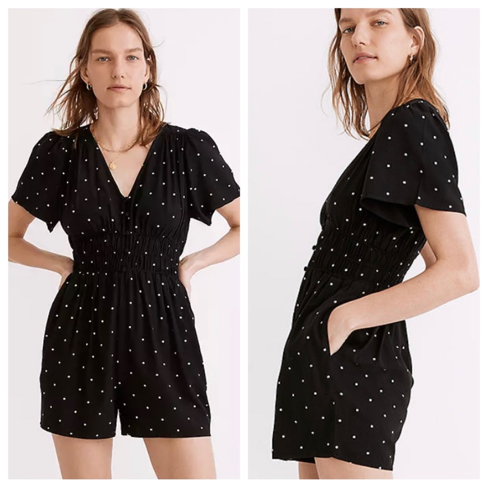 Madewell Black Sophia Romper White Squares Size 2